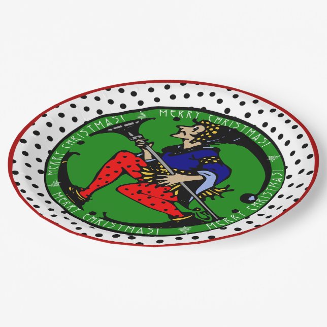 Maxfield Parrish-y Christmas Elf Pappteller (Schrägansicht)