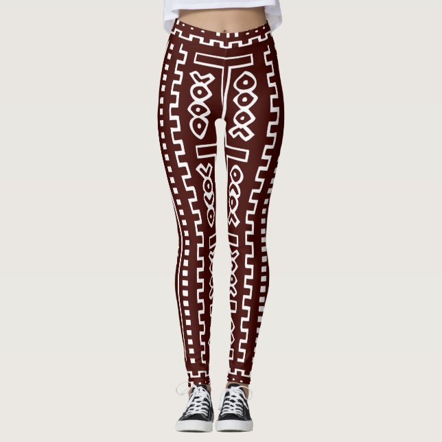 Maxi Mudcloth Druck Browns Leggings (Vorderseite)