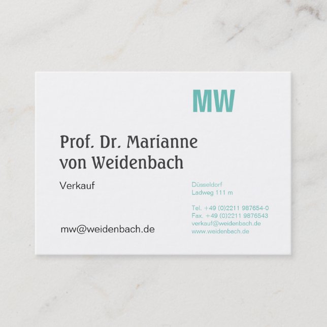 Maximal elegant visitenkarte (Vorderseite)