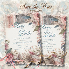Maximal Save the Date Vintage Blumenschrift Einladung