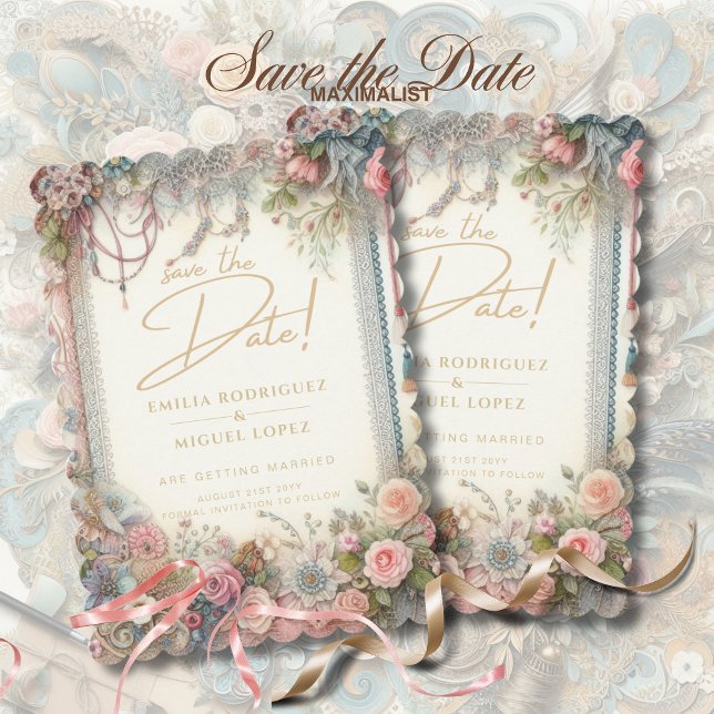 Maximal Save the Date Vintage Blumenschrift Einladung (Von Creator hochgeladen)