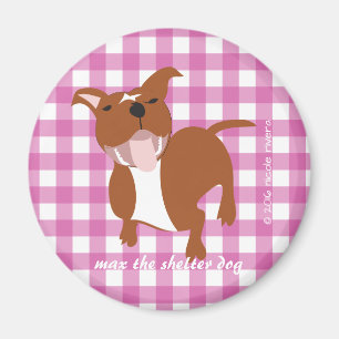 Maximaler rosa Gingham 2 ¼ Zoll-runder Magnet