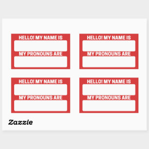 Maximaler Roter Name und Pronoun-Zeichen Rechteckiger Aufkleber