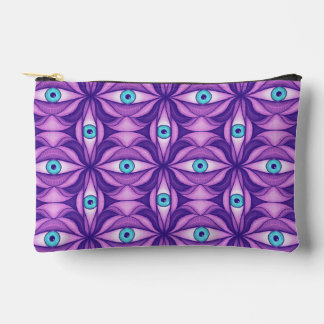 Maximalist Abstract Botanical Eye Pattern Purple Zubehörtasche