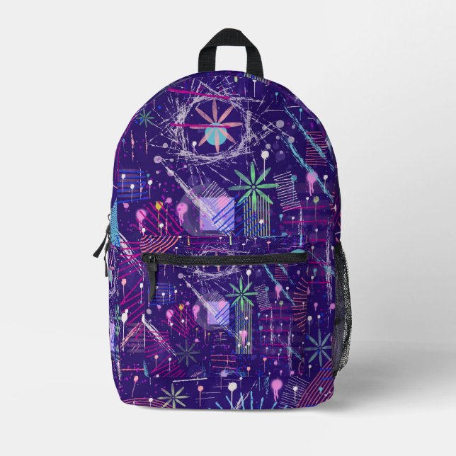 Maximalist Abstract on Purple Bedruckter Rucksack (Vorderseite)