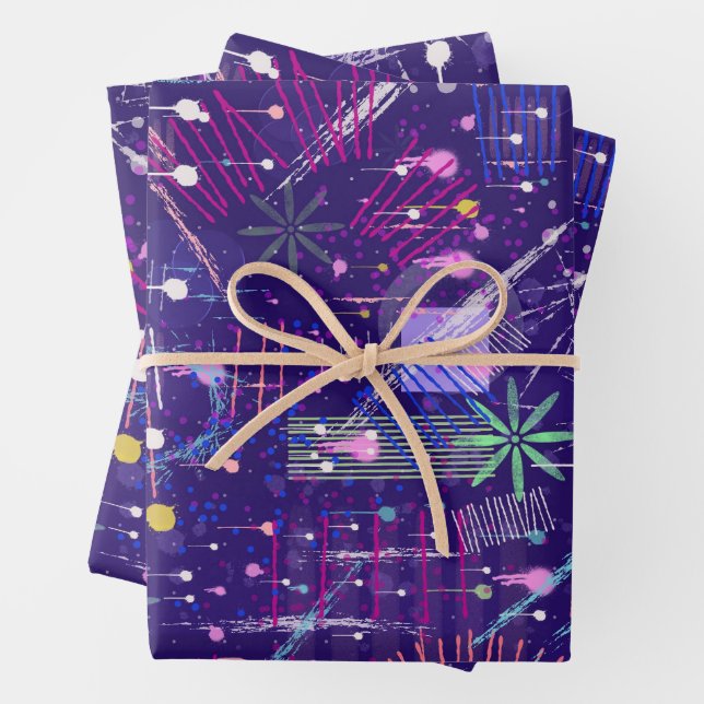 Maximalist Abstract on Purple Geschenkpapier Set (Beispiel)