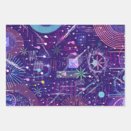 Maximalist Abstract on Purple Geschenkpapier Set