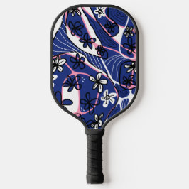Maximalist Floral Neuro Art - Blue Pink White  Pickleball Schläger