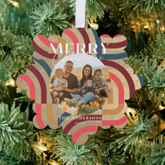 Maximalist Geometric Gold Christmas Foto Ornament Karte (Insitu (Baum))