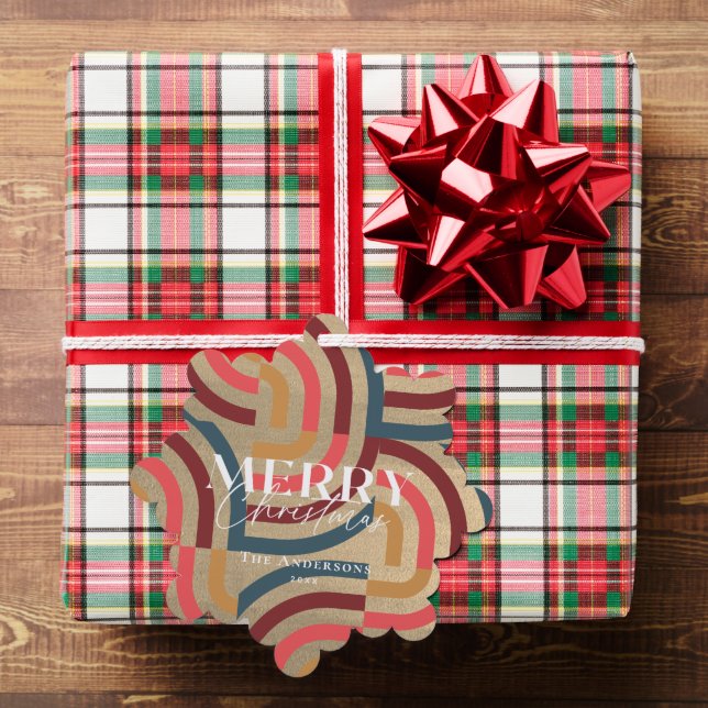 Maximalist Geometric Gold Christmas Foto Ornament Karte (Insitu (Geschenk))