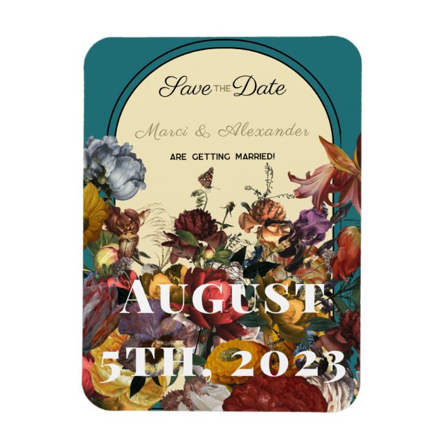 Maximalist Jewel Toned Wedding Save the Date Magnet (Vertikal)