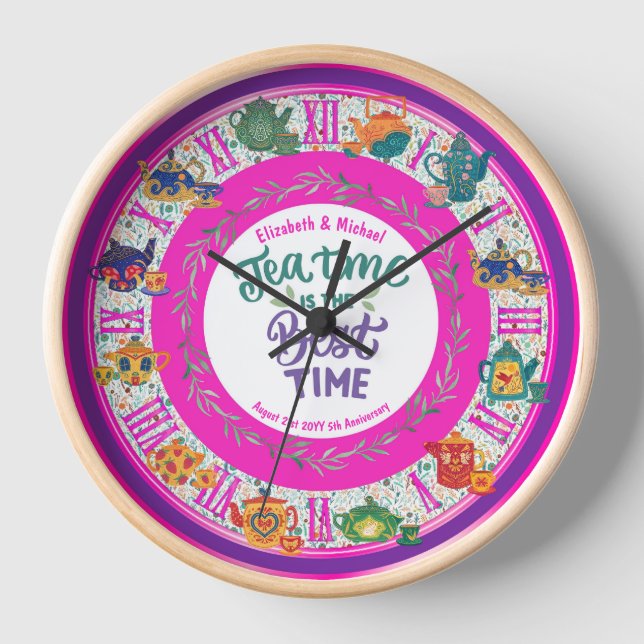 Maximalist Kitchen Tee Time Personalisiert JEDES E Uhr (Vorderseite)