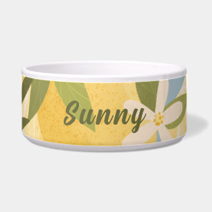 Maximalist Lemonen und Blüten personalisierter Hun Napf