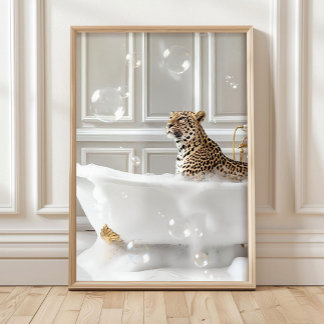 Maximalist Leopard im Badewanne-Druck, Leopard Pos Poster