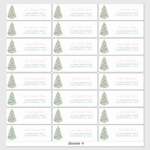 Maximalist Pink Baubles Holidays Cards Adresse Aufkleber