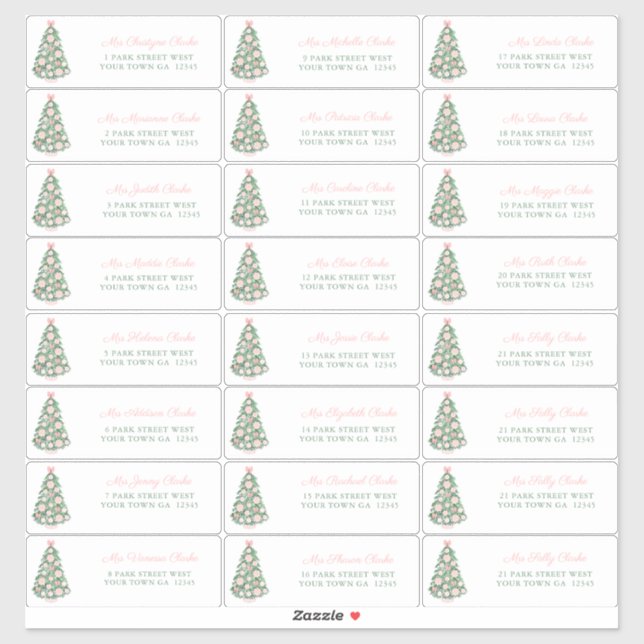 Maximalist Pink Baubles Holidays Cards Adresse Aufkleber (Blatt)