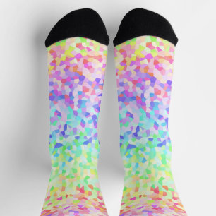 Maximalist Quirky Eclectic Colorful Rainbow Mosaik Socken