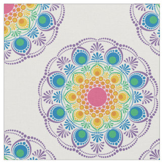 Maximalist Rainbow Floral Fountain Polka Dot Stoff