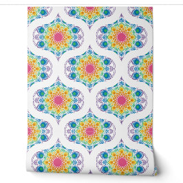 Maximalist Rainbow Floral Fountain Retro Ogee Tapete