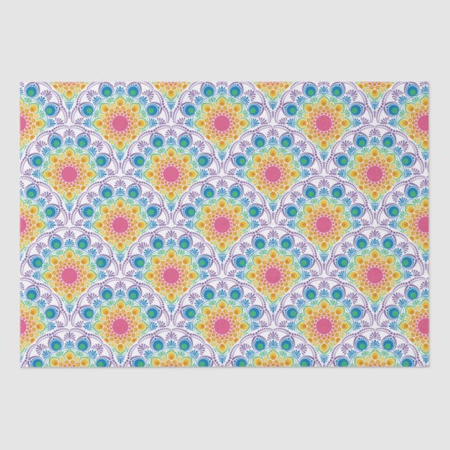 Maximalist Rainbow Floral Fountain Seidenpapier (Vorderseite)