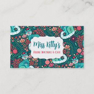 Maximaliste Chat Turquoise sur Folksy Floral Carte