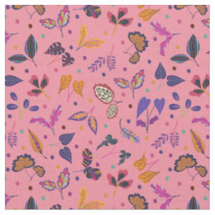 Maximalistische Blumen auf Rosa Stoff