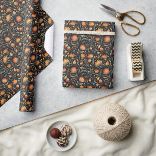 Maximalistische Volkskunst Antike Blumen Botanik Geschenkpapier