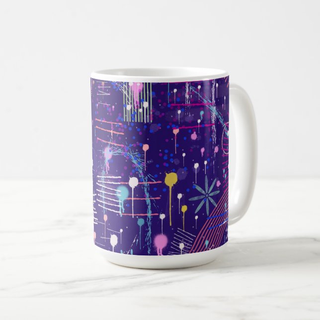 Maximalistischer Abstrakt auf Lila Kaffeetasse (VorderseiteRechts)