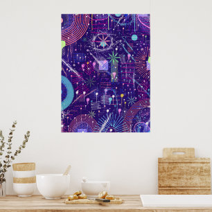 Maximalistischer Abstrakt auf Lila Poster