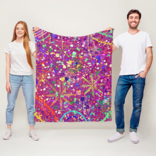 Maximalistischer Abstrakt in kühnen Farben Fleecedecke