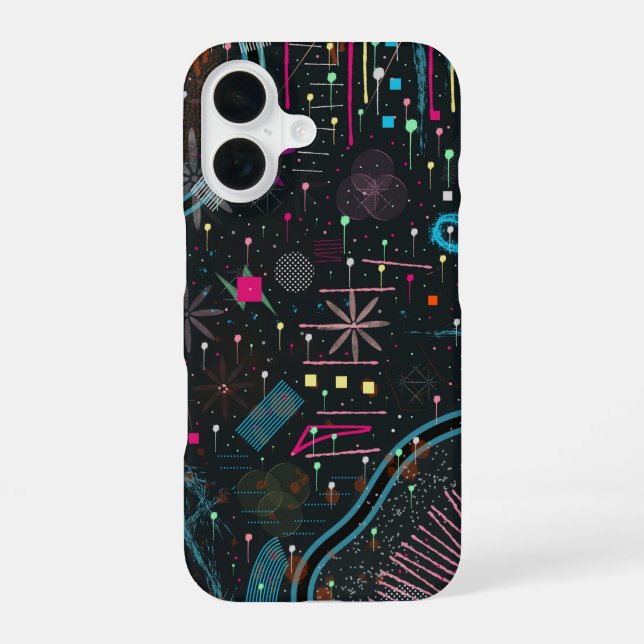 Maximalistischer abstrakter Expressionismus iPhone 16 Hülle (Rückseite)