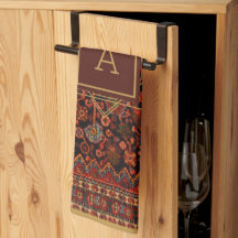 Maximalistischer Dekor Monogramm Vintage-Teppichmu
