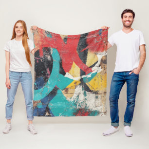 Maximalistischer Graffiti mit roten gelben blauen Fleecedecke