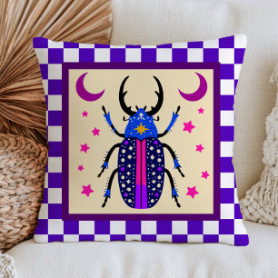 Maximalistischer Käfer-Insekten-Design-Schachbrett Kissen