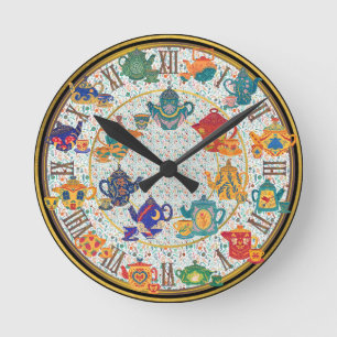 Maximalistischer Küchendekor Teatime Cottage Custo Runde Wanduhr