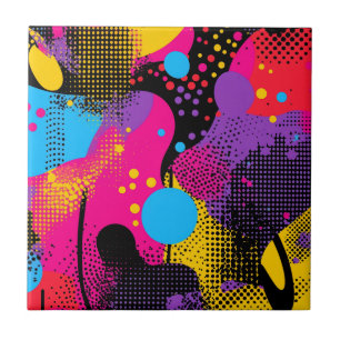 Maximalistischer Neon-Pinselstrich-Abstrakt Fliese
