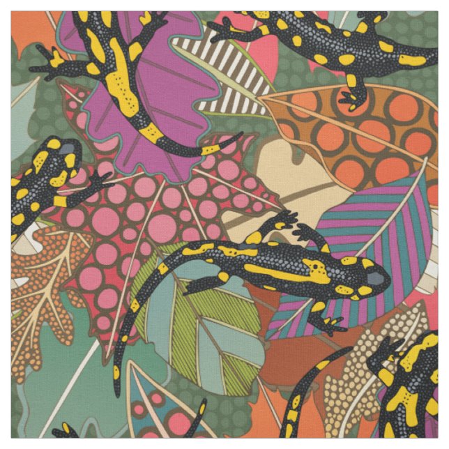 maximalistischer Salamanderwald Stoff (Muster)