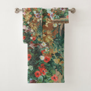 Maximalistischer Traum Vintage-Blumenmuster Badhandtuch Set
