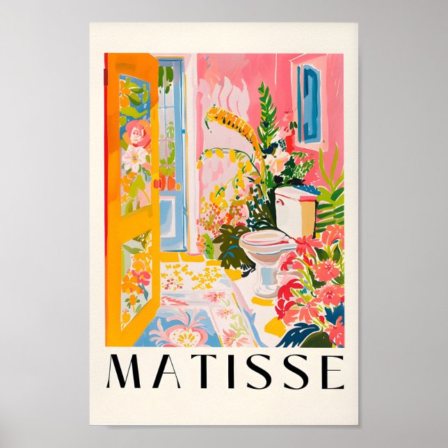 Maximalistisches Bad an der Wand Kunst, tropische  Poster (Vorne)