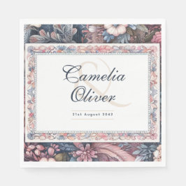 Maximalistisches Hochzeitstil mit Vintager Blumend Serviette