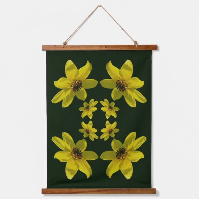 Maximilian Sonnenblume Abstrakt Wandteppich Mit Holzrahmen (Vorderseite)