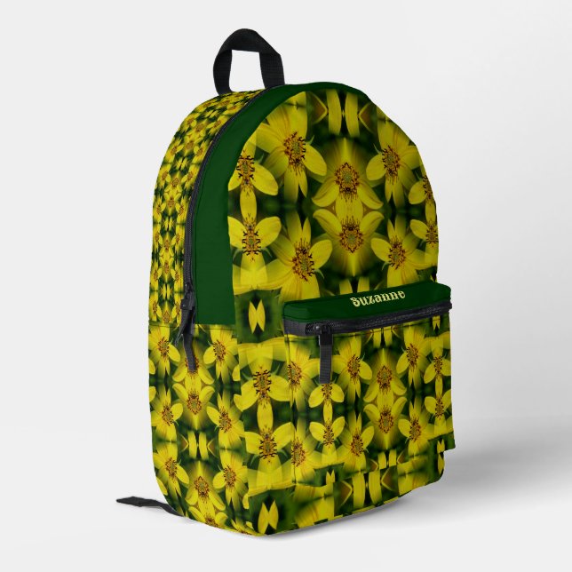 Maximillian Sonnenblume Abstrakt Personalisiert Bedruckter Rucksack (Rückseitige Ecke links)