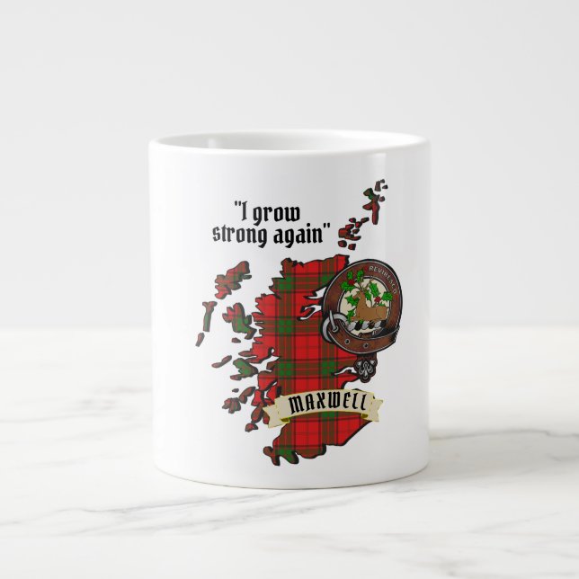 Maxwell Clan Abzeichen & Tartan Karte von Schottla Jumbo-Tasse (Vorderseite)