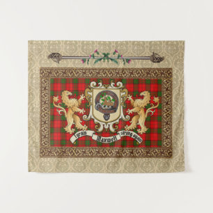 Maxwell Clan Abzeichen & Tartan w/ LionsTapestry Wandteppich
