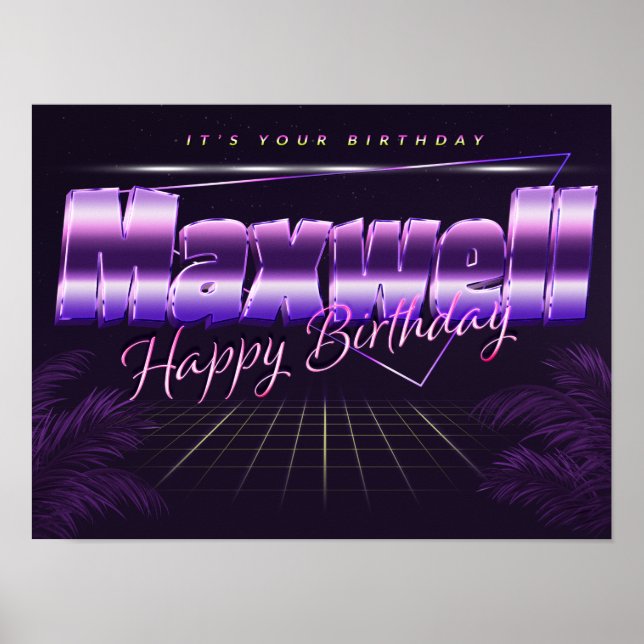 Maxwell Name Vorname lila retro Poster Geburtstag (Vorne)
