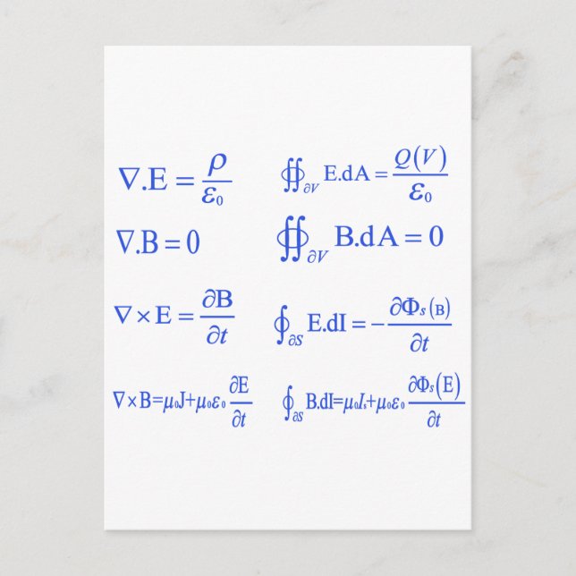 Maxwell-Physik-Gleichung Postkarte (Vorderseite)