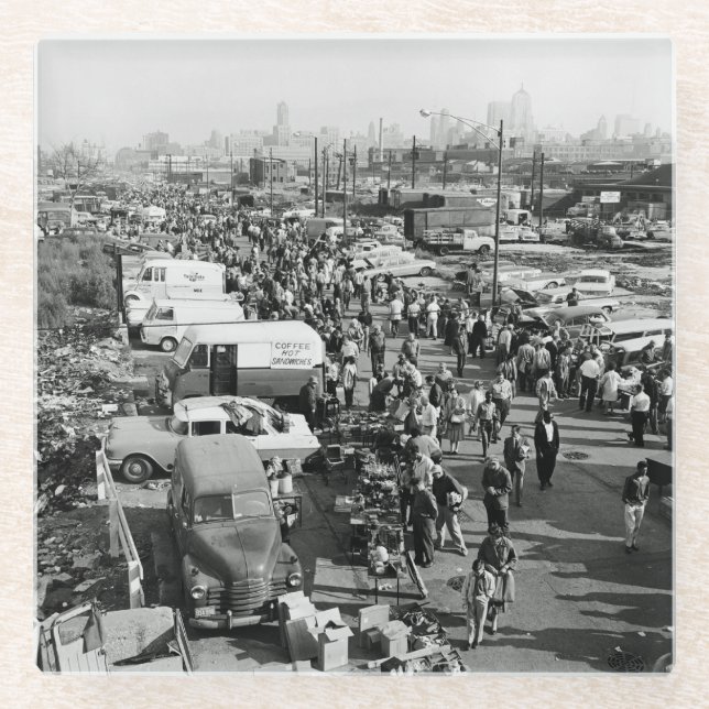 Maxwell Street Chicago Circa 1960er Jahre Flea Mar Glasuntersetzer (Vorderseite)
