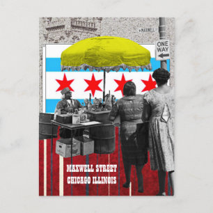 MAXWELL STREET CHICAGO ILLINOIS MIXED-MEDIA-KUNST  POSTKARTE
