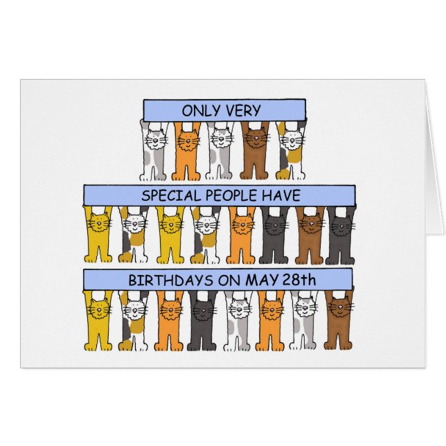 May 28th Birthday Cute Cartoon Cats (Vorderseite (Horizontal))