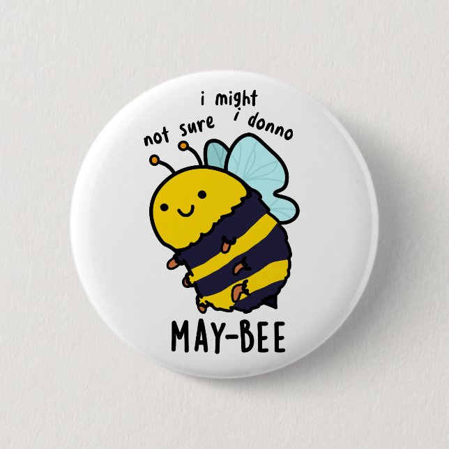 May-bee Funny Insect Bee Pun Button (Vorderseite)